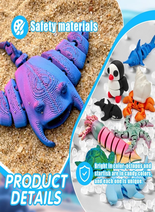 CHolic 3D Printed Animal Figures Set, 18Pcs 3D Printed Toys, Ocean Animal Figurines Toys, Fidget Articulated Flexible Toy for Party Favors Birthday Gifts Office Desktop Home Decoration - Image 4
